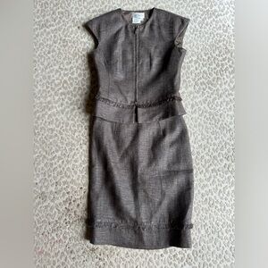 Worth Brown Tweed Skirt Set
